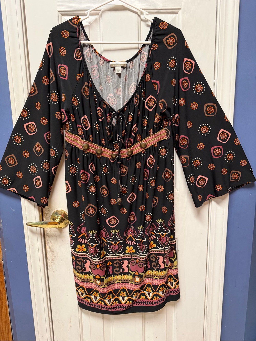 Muse Boston Proper Boho Chic Peasant V-Neck Bell Sleeve MedievalDress 14